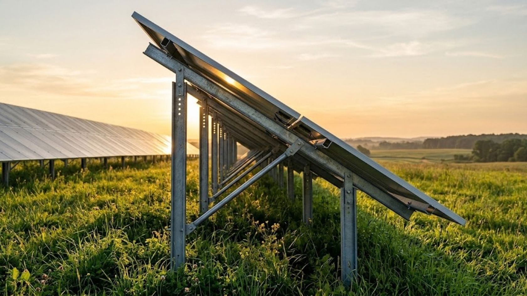 A side-profile view of a ground-mounted solar array pitched at a steep angle to capture optimal sunlight, demonstrating the mechanics of tilting solar panels for maximum energy generation.