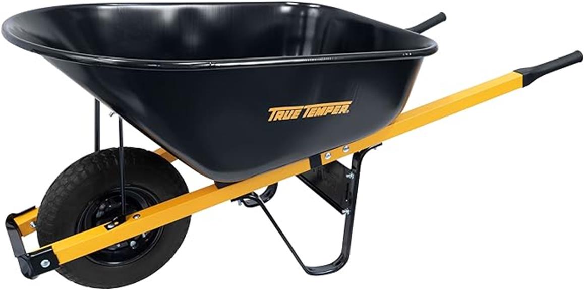 durable steel wheelbarrow with never flat tire