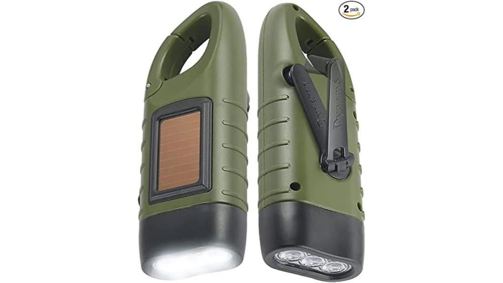 green solar powered flashlight set