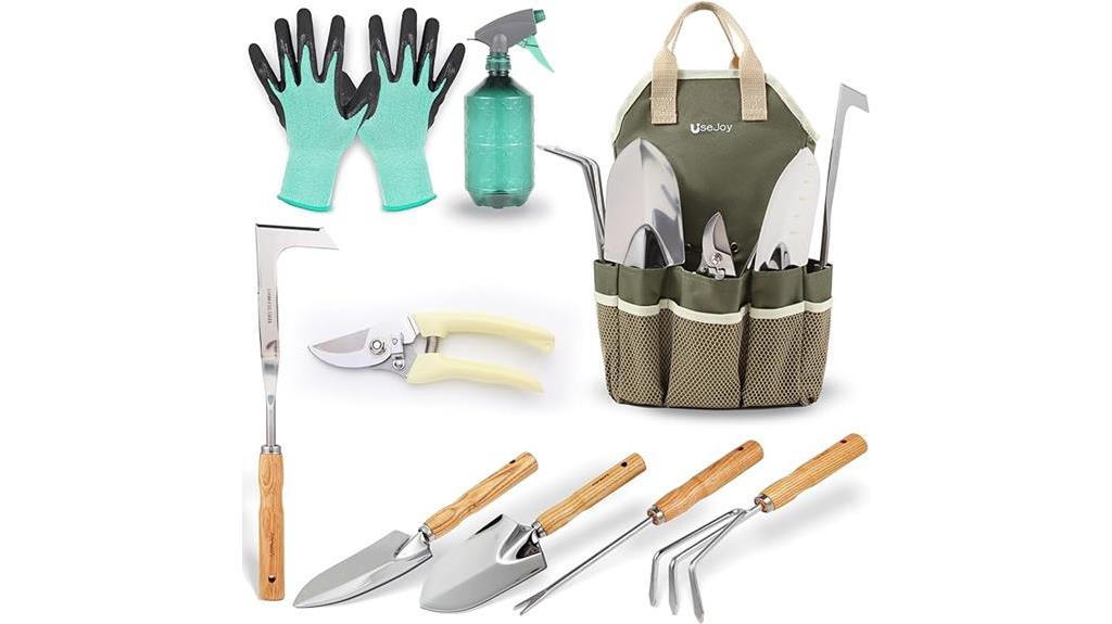 high quality gardening tools with wooden handles