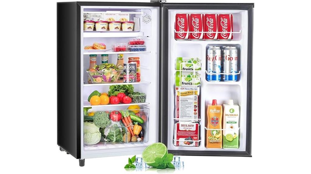 compact black bedroom fridge