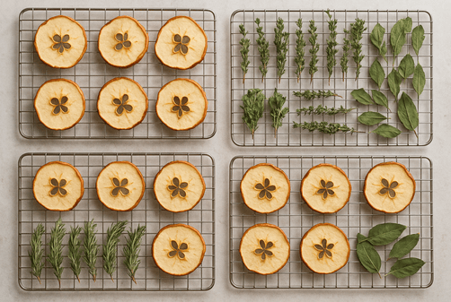 Dehydrated fruits and herbs for long-term storage