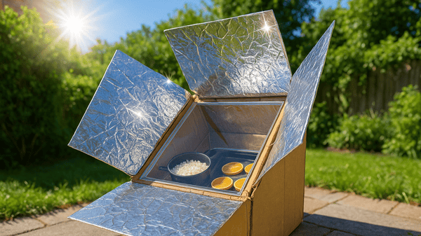 Solar oven reflective panels concentrating sunlight