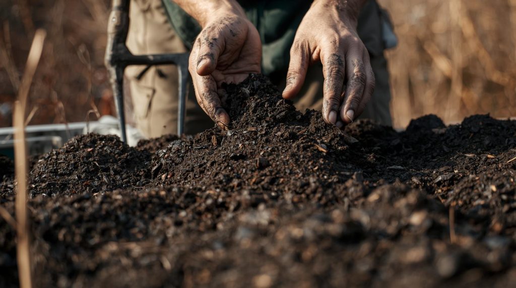 Top-dressed compost blanket regenerating soil during winter