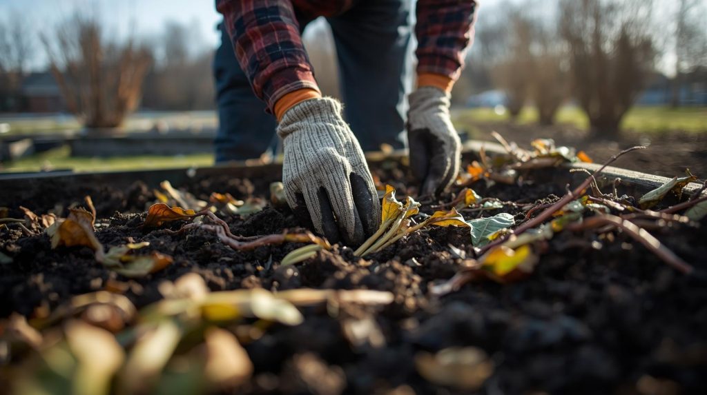 Chop-and-drop method preserving soil structure for regenerative gardening.