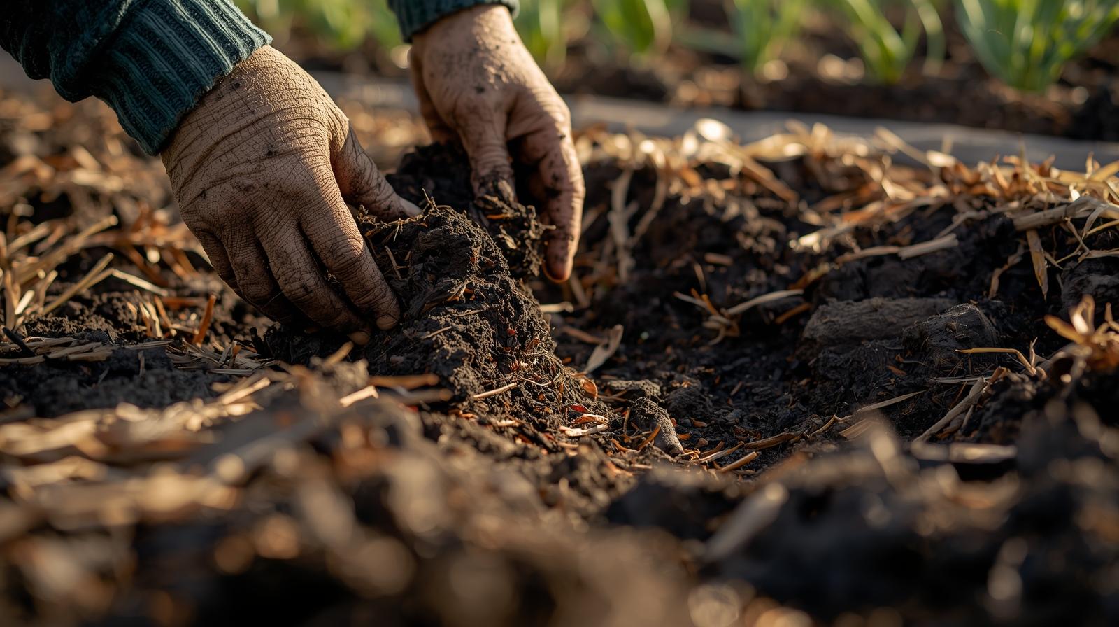 Winter garden beds mulched and prepped for regenerative soil healing.