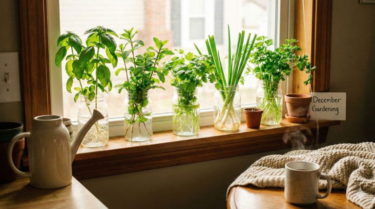 A bright, cozy kitchen illuminated by natural soft light filtering through a window.